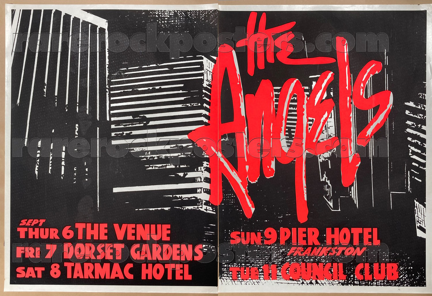 THE ANGELS ~ ORIGINAL 1984 AUSTRALIAN TOUR TWO SHEET STREET POSTER ~ VIC