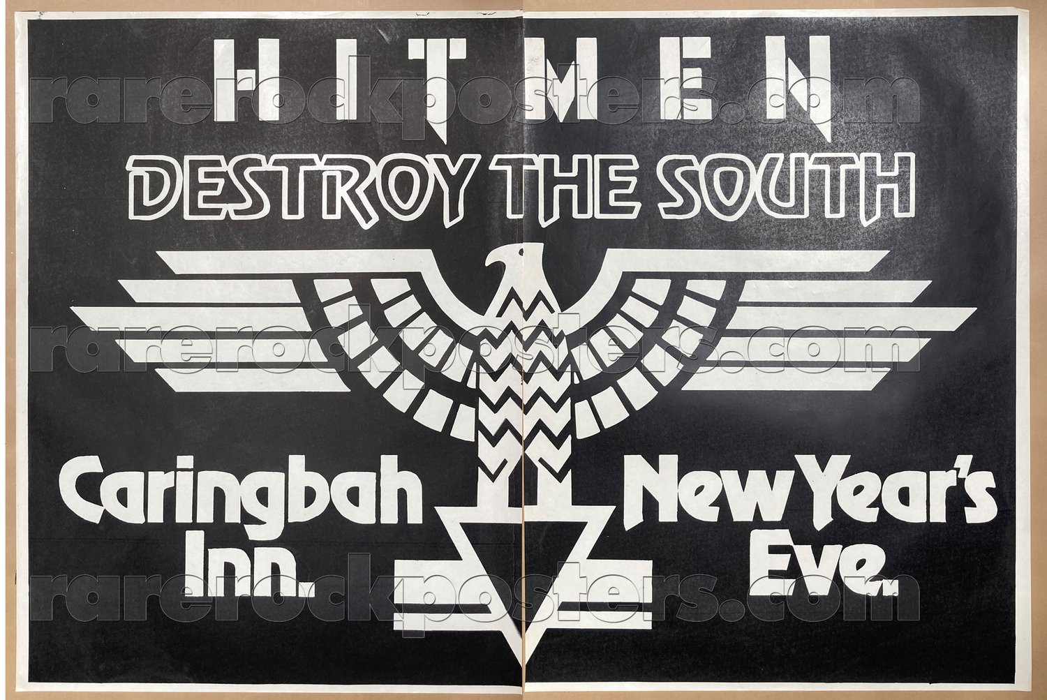 HITMEN ~ DESTROY THE SOUTH ~ ORIG 1981 AUST GIG TWO SHEET STREET POSTER ~ CARINBAH INN