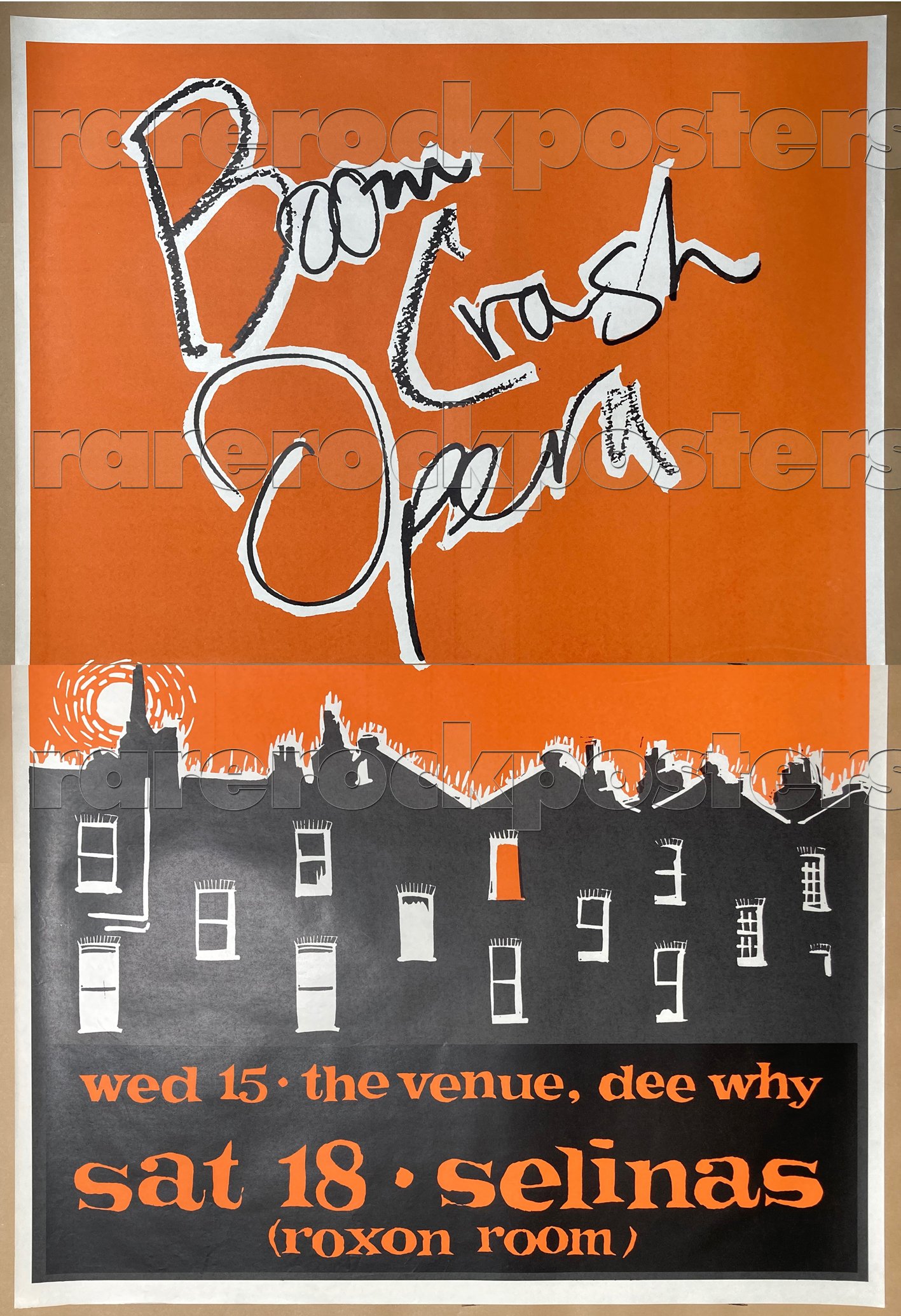 BOOM CRASH OPERA ~ ORIG 1987 AUST TOUR TWO SHEET STREET POSTER ~ SELINAS / THE VENUE ~ SYDNEY