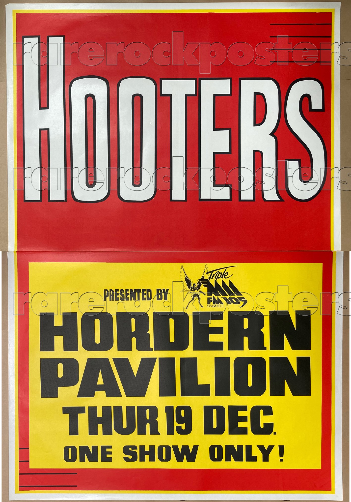 HOOTERS ~ ORIGINAL 1985 AUSTRALIAN GIG TWO SHEET STREET POSTER ~ HORDERN ~ SYDNEY