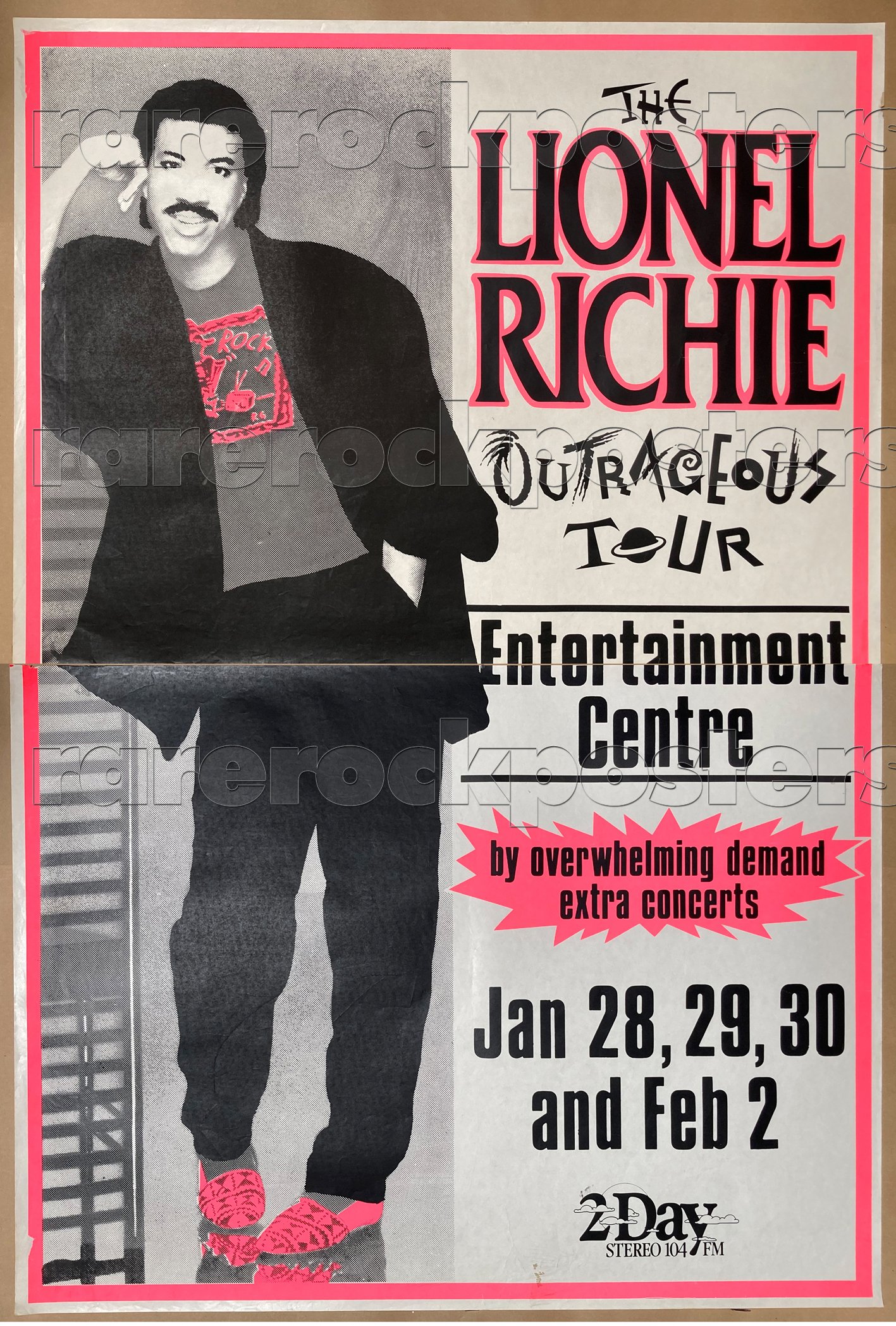 LIONEL RICHIE ~ OUTRAGEOUS TOUR ~ ORIG 1986 AUST GIG TWO SHEET STREET POSTER ~ SYDNEY