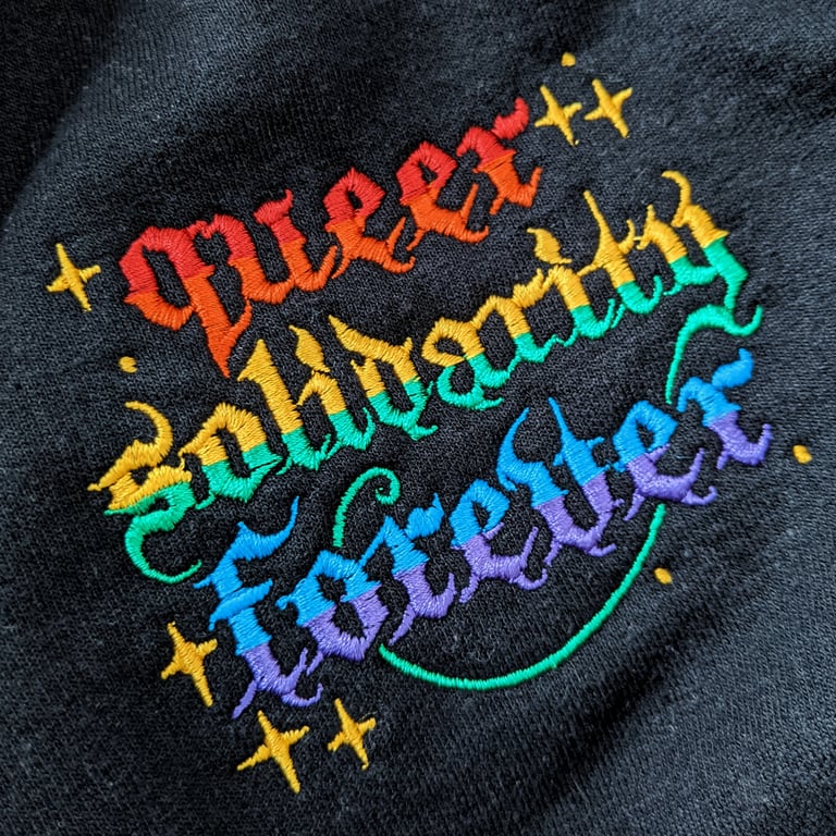 Queer Solidarity Forever Embroidered Hoodie | Sofftpunk