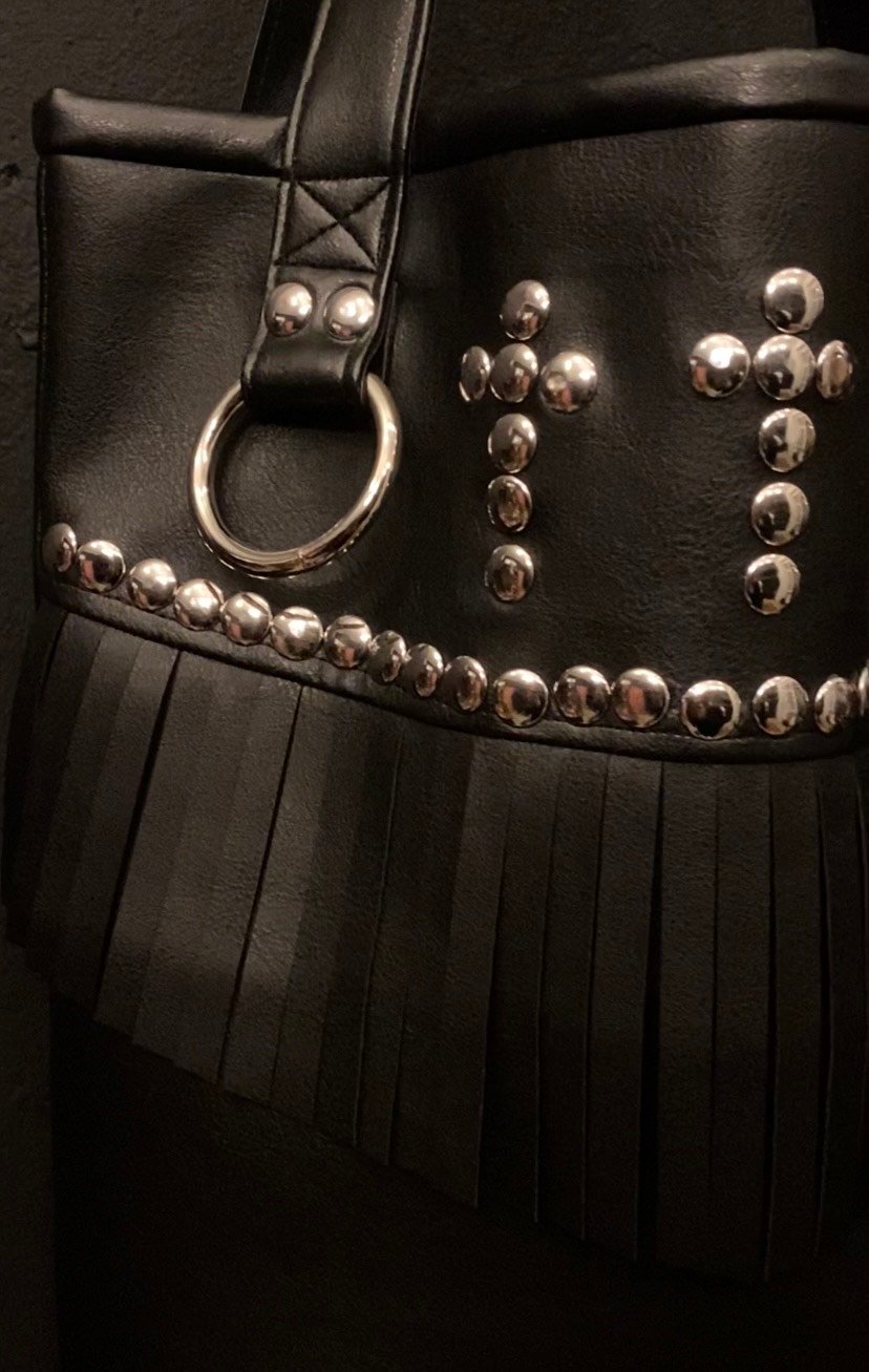 Cross bag- limited edition- silver stud work with fringing