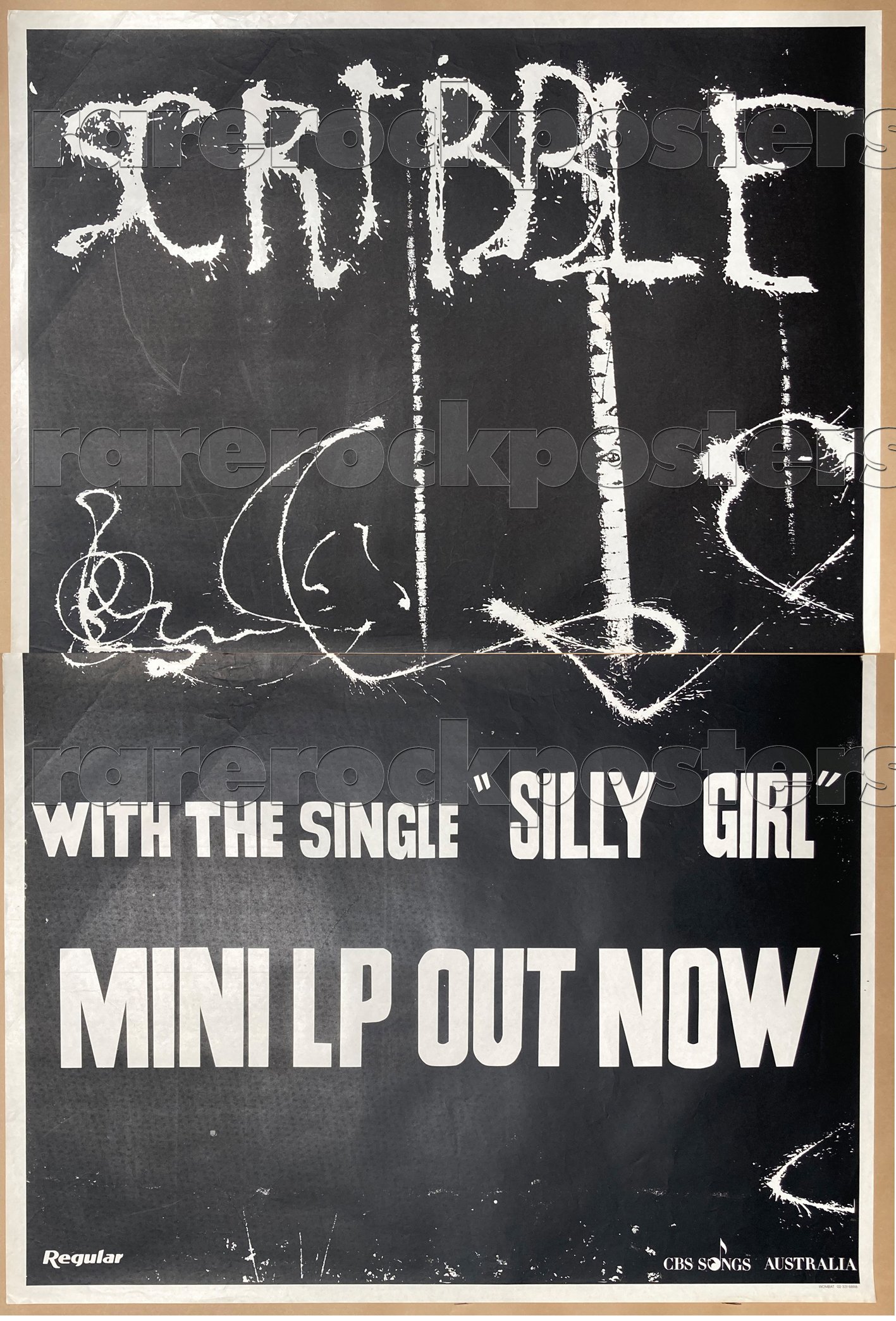SCRIBBLE ~ SILLY GIRL / MINI LP ~ ORIGINAL 1983 AUSTRALIAN RECORD PROMO TWO SHEET STREET POSTER