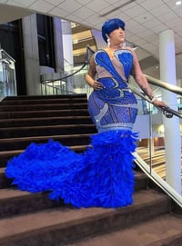 Image 3 of PETAL KISS FEATHER DRESS(MADE TO ORDER)  Blue/ black