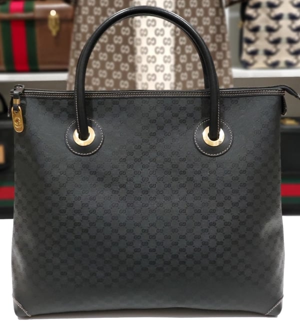 Image of Vtg Gucci Black Mini Monogram Tote Bag
