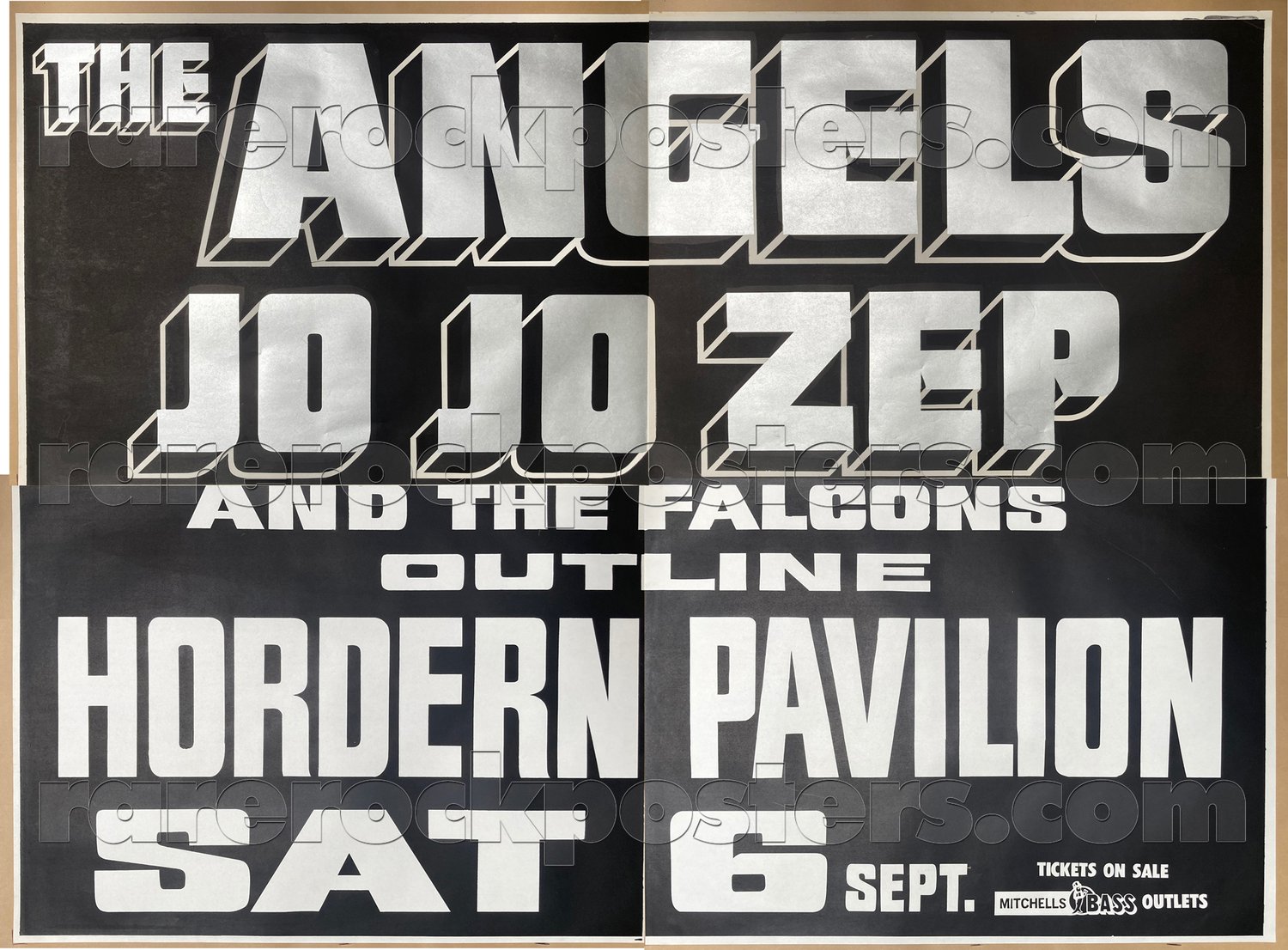 THE ANGELS / JO JO ZEP / OUTLINE ~ ORIG 1980 AUST GIG FOUR SHEET STREET POSTER ~ HORDERN