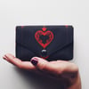 Queen of Hearts Tarot Bag, Red and black cotton case for standard sized deck