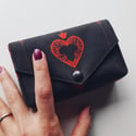 Queen of Hearts Tarot Bag, Red and black cotton case for standard sized deck