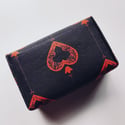 Queen of Hearts Tarot Bag, Red and black cotton case for standard sized deck
