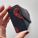 Queen of Hearts Tarot Bag, Red and black cotton case for standard sized deck