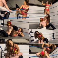 Nadia Vs Lucha boy (low blows, body scissors, victory pose pins)