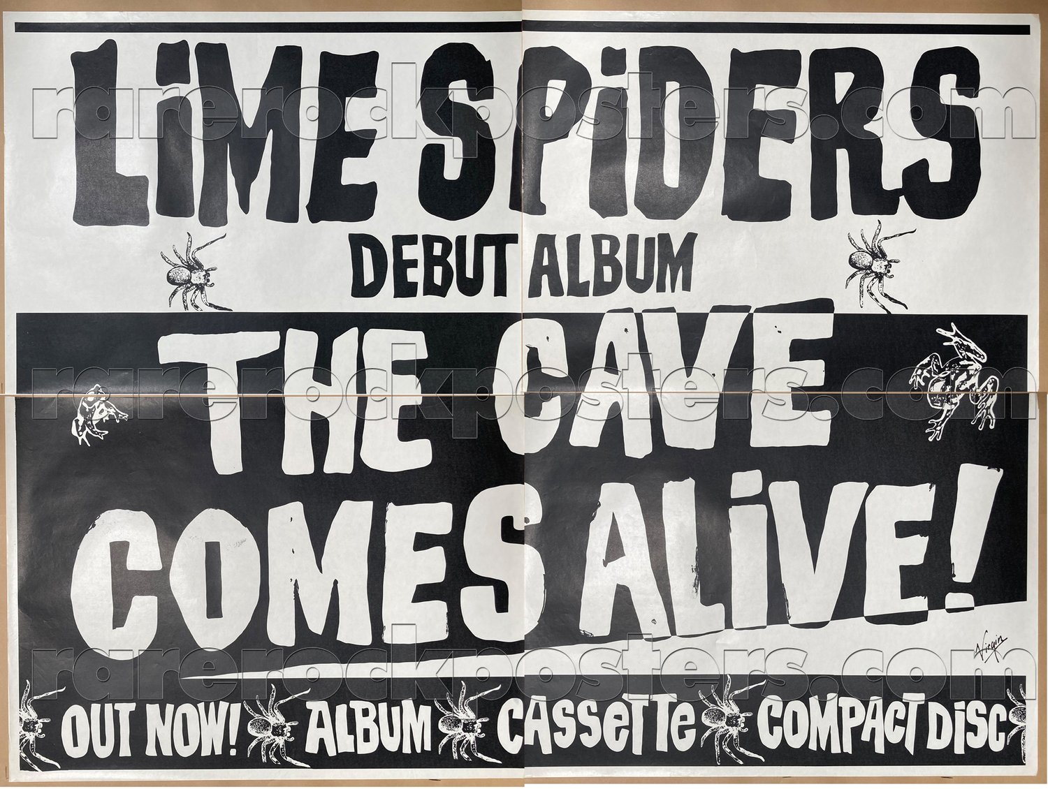 LIME SPIDERS ~ THE CAVE COMES ALIVE! ~ ORIG 1987 AUST RECORD PROMO FOUR SHEET STREET POSTER