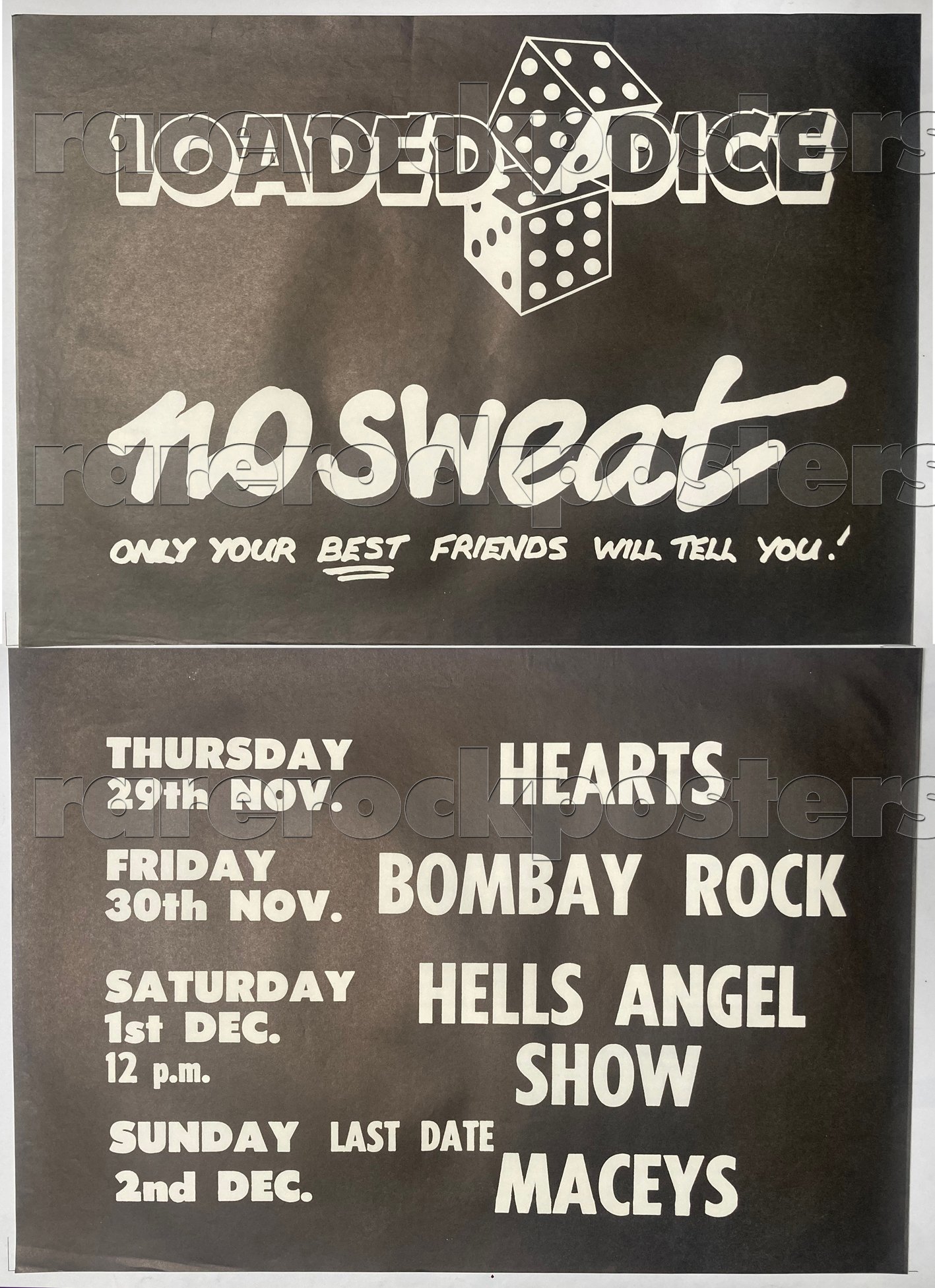 LOADED DICE ~ ORIGINAL 1979 AUSTRALIAN TOUR TWO SHEET STREET POSTER ~ MELBOURNE