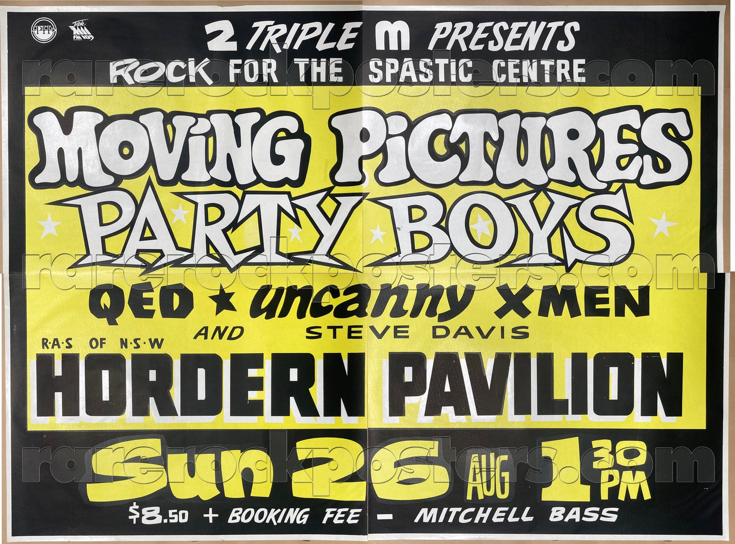 MOVING PICTURES / PARTY BOYS / UNCANNY X-MEN / QED ~ ORIG 1984 AUST GIG FOUR SHEET STREET POSTER