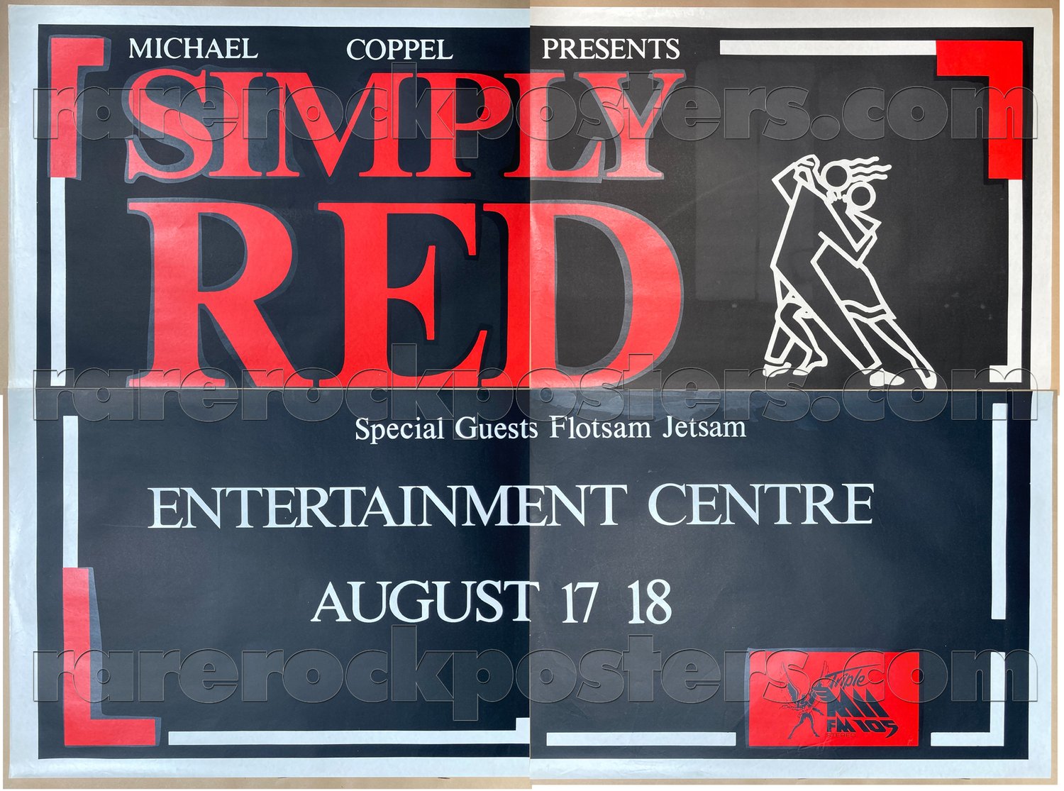 SIMPLY RED / FLOTSAM JETSAM ~ ORIG 1987 AUST TOUR GIG FOUR SHEET STREET POSTER ~ SYDNEY