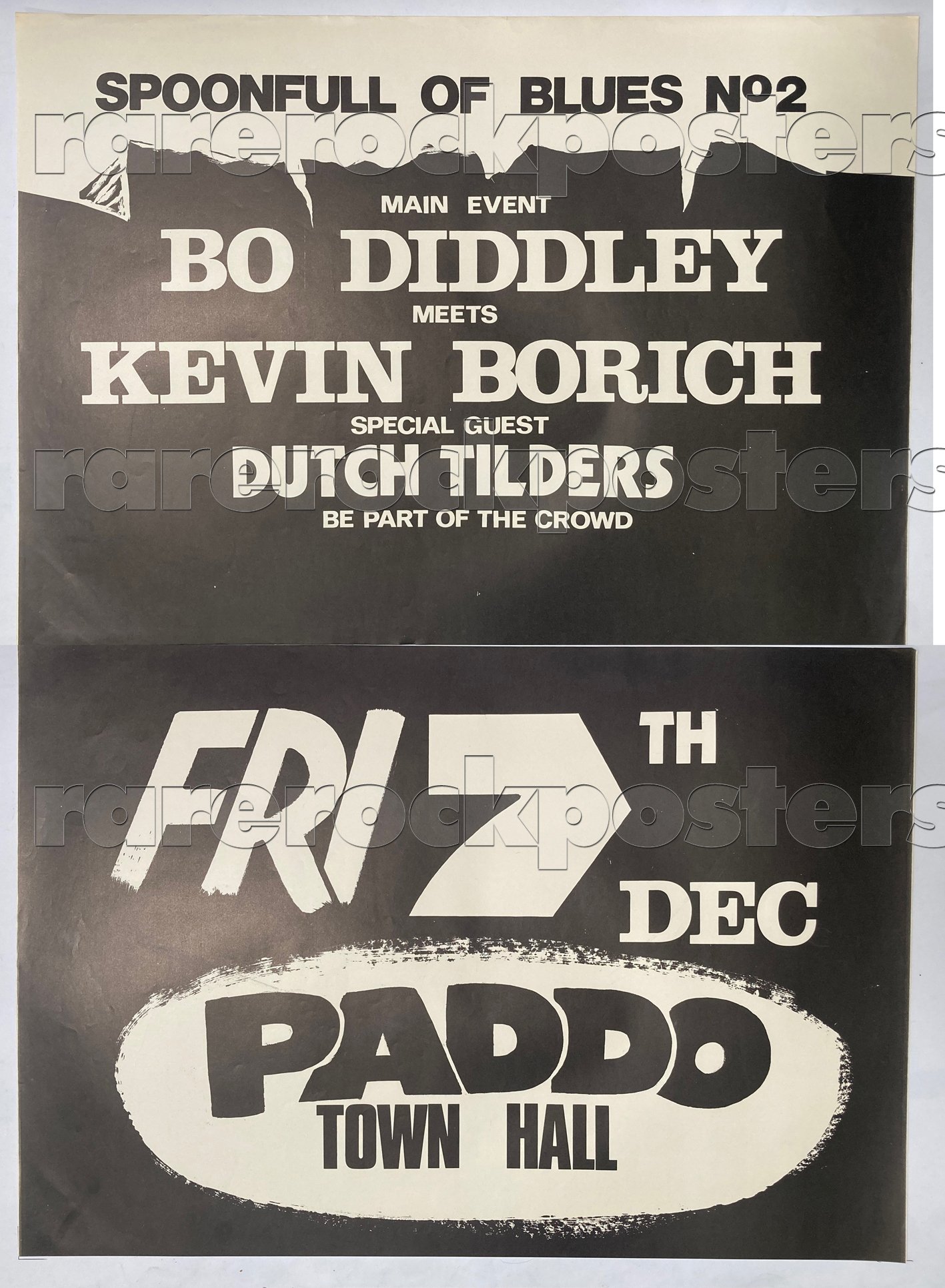 BO DIDDLEY / KEVIN BORICH / DUTCH TILDERS ~ ORIGINAL 1979 AUSTRALIAN GIG TWO SHEET STREET POSTER 