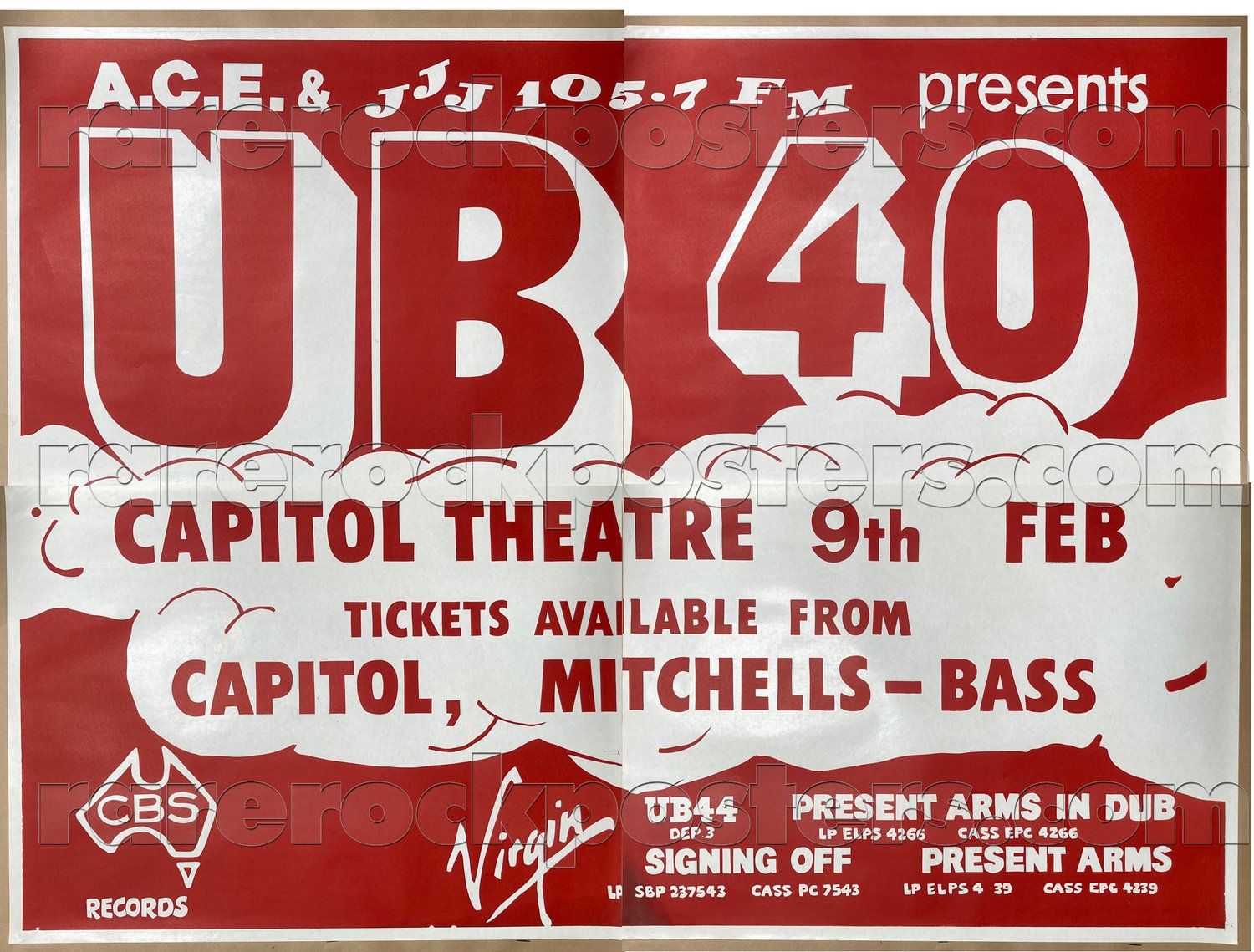 UB40 ~ ORIGINAL 1983 AUSTRALIAN GIG FOUR SHEET STREET POSTER ~ SYDNEY ~ CAPITOL