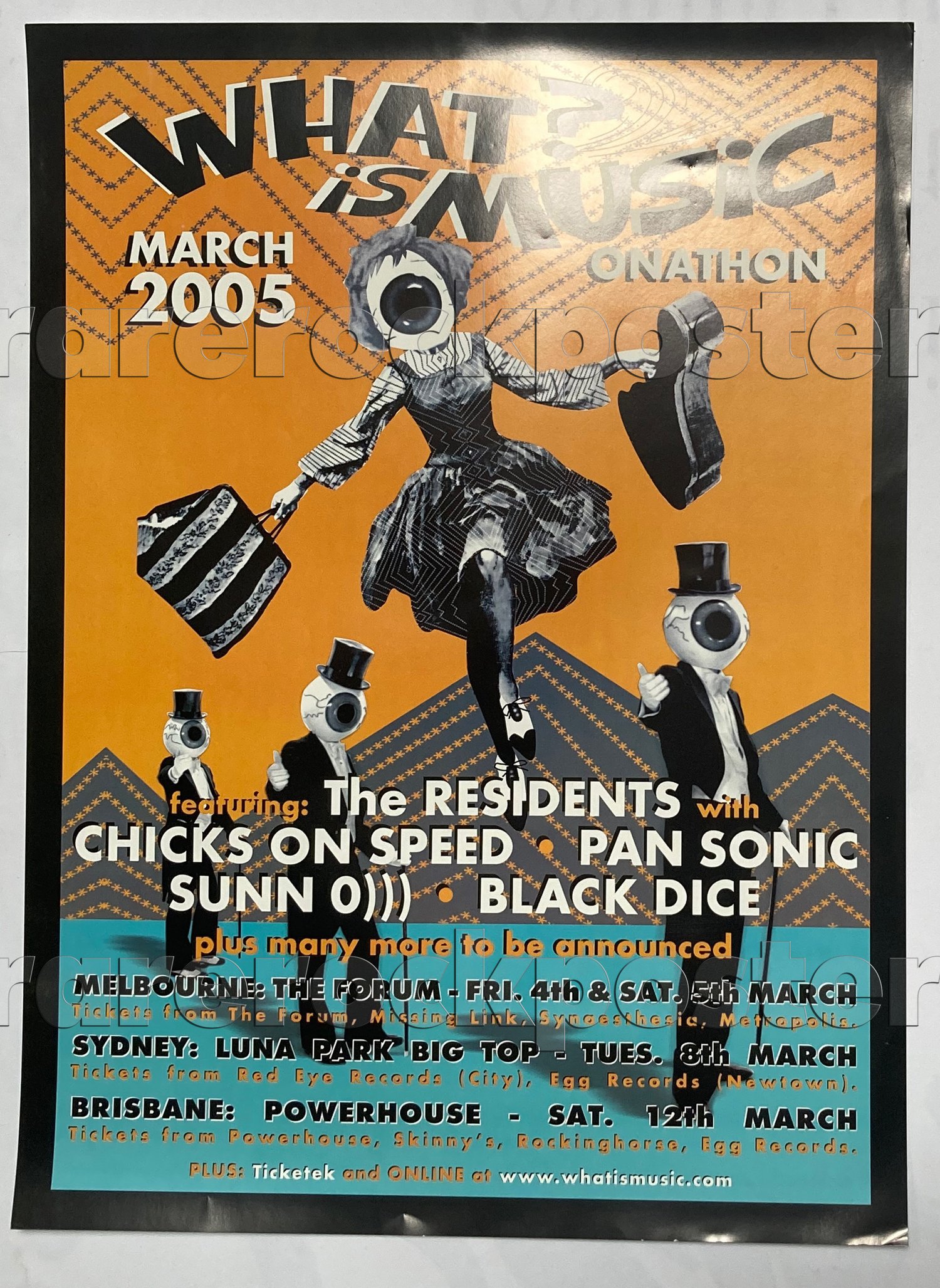 RESIDENTS / CHICKS ON SPEED / SUNN O))) / PAN SONIC / BLACK DICE ~ ORIG 2005 AUST TOUR POSTER