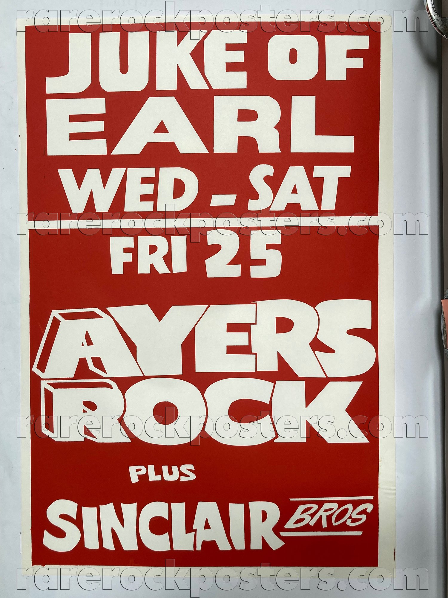 AYERS ROCK / SINCLAIR BROS ~ ORIGINAL 1980 AUSTRALIAN GIG POSTER ~ DUKE OF EARL ~ EARLWOOD