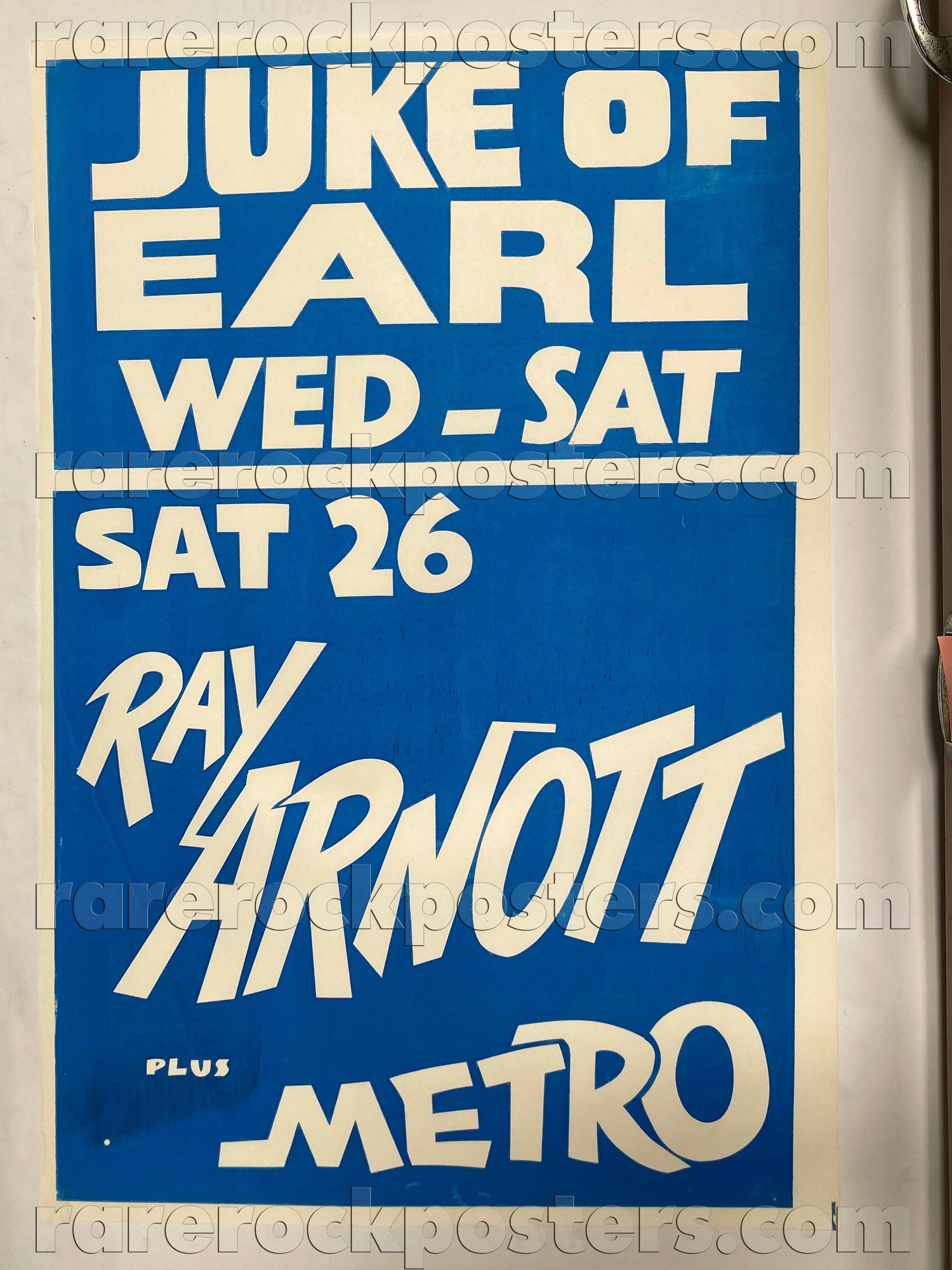 RAY ARNOTT / METRO ~ ORIGINAL 1980 AUSTRALIAN GIG POSTER ~ DUKE OF EARL ~ EARLWOOD