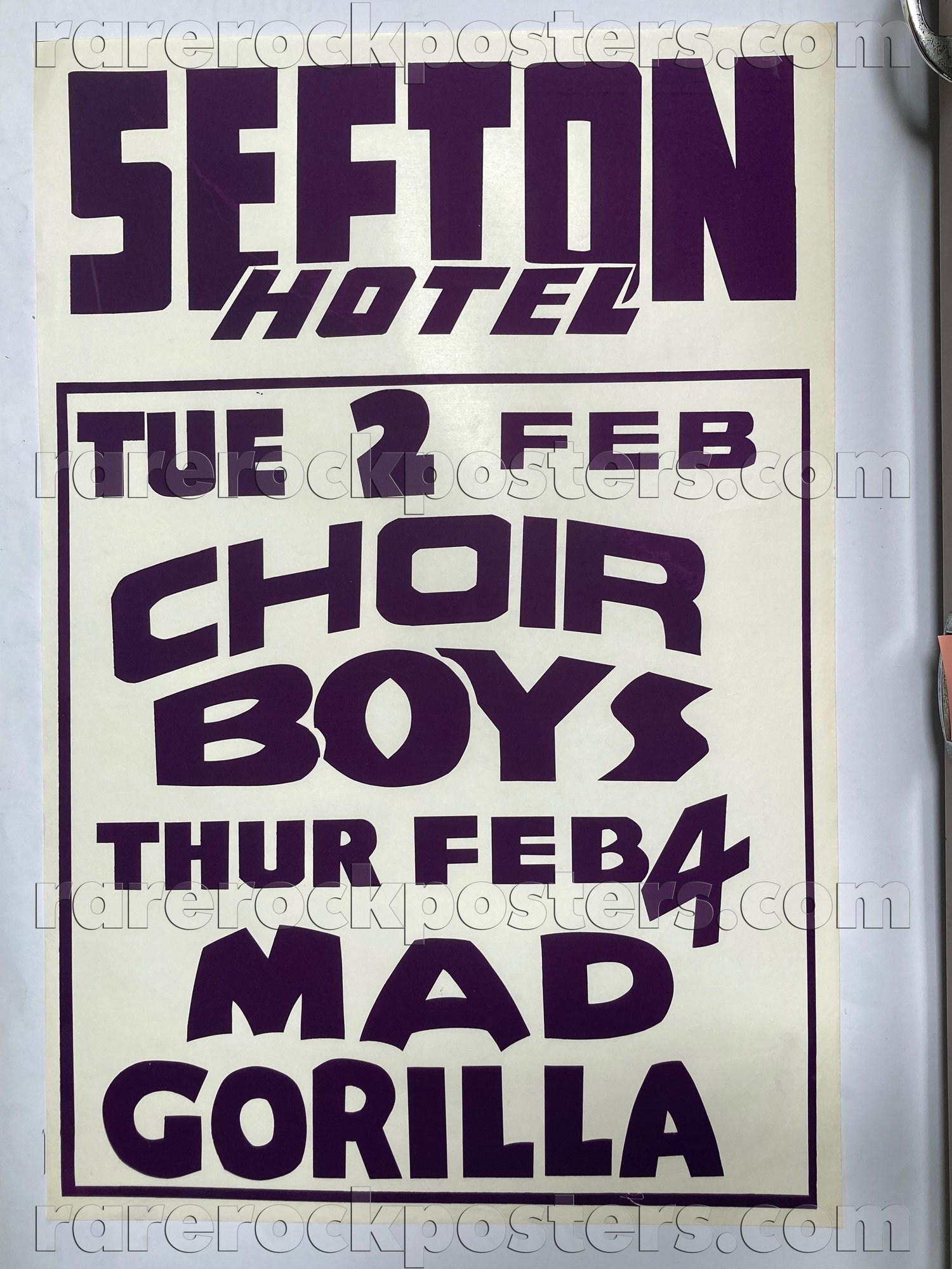 CHOIR BOYS / MAD GORILLA ~ ORIGINAL 1982 AUSTRALIAN GIG POSTER ~ SEFTON HOTEL ~ SYDNEY