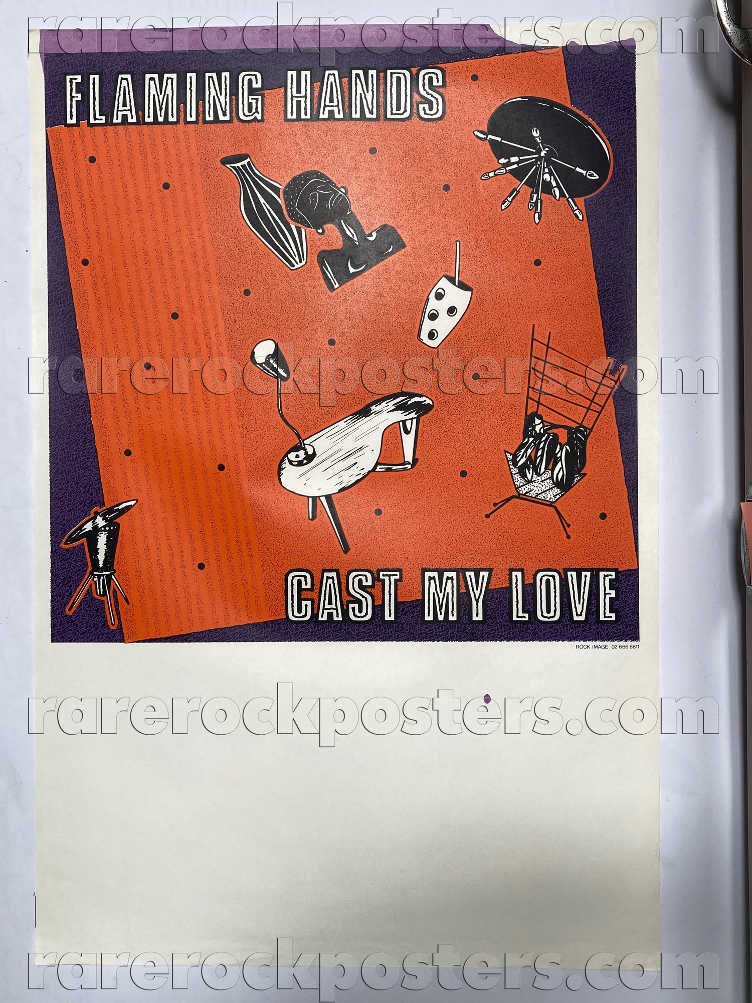 FLAMING HANDS ~ CAST MY LOVE ~ ORIG 1983 AUSTRALIAN GIG BLANK / RECORD PROMO POSTER