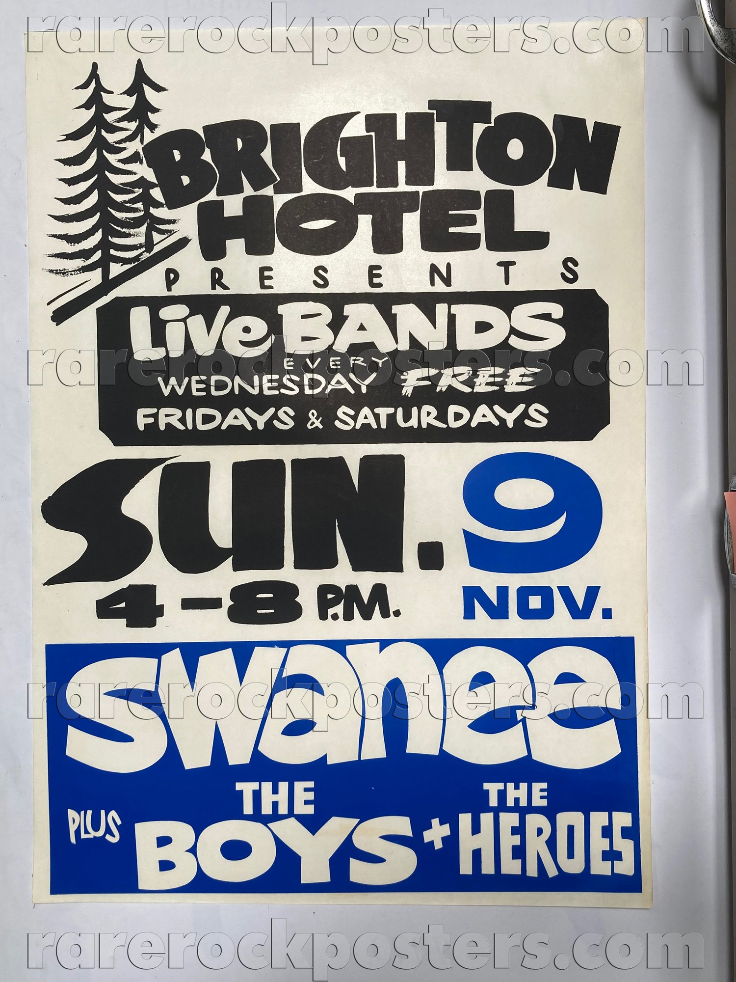 SWANEE / BOYS / HEROES ~ ORIGINAL 1980 AUSTRALIAN GIG POSTER ~ BRIGHTON ~ SYDNEY