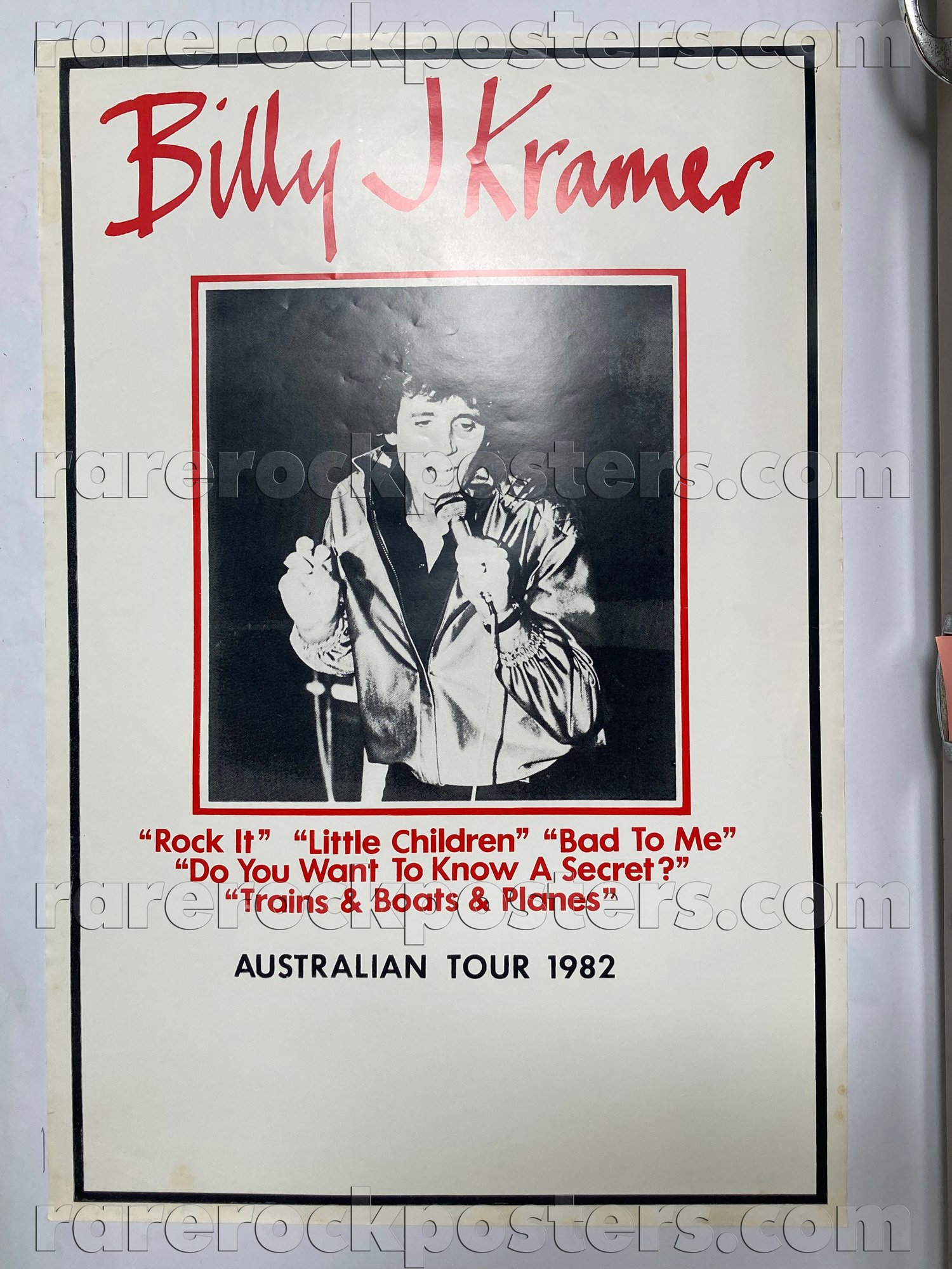 BILLY J KRAMER ~ ORIGINAL 1982 AUSTRALIAN TOUR GIG BLANK POSTER