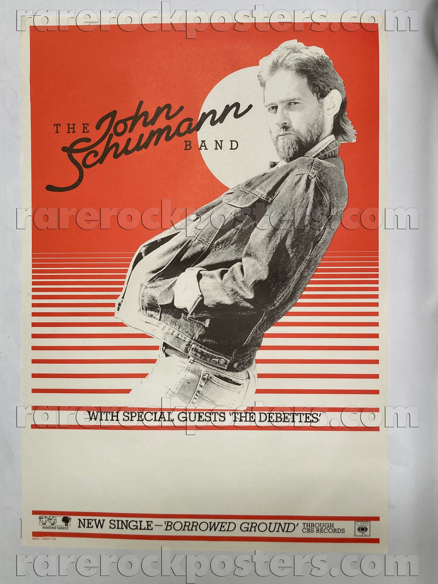 JOHN SCHUMANN ~  BORROWED GROUND ~ ORIGINAL 1987 AUSTRALIAN GIG BLANK / RECORD PROMO POSTER