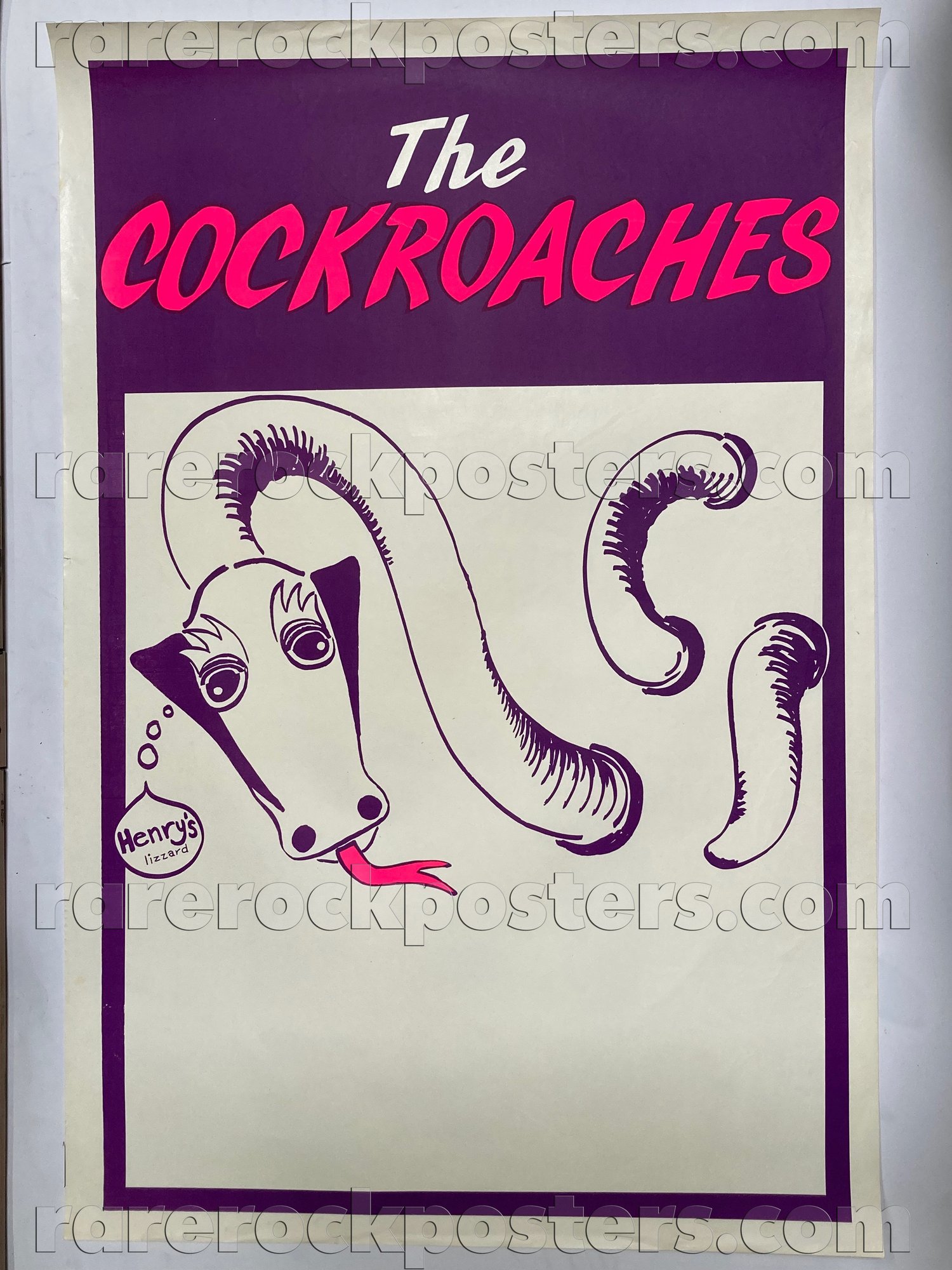 COCKROACHES ~ HENRY'S LIZARD ~ ORIGINAL MID 1980'S AUSTRALIAN GIG BLANK POSTER