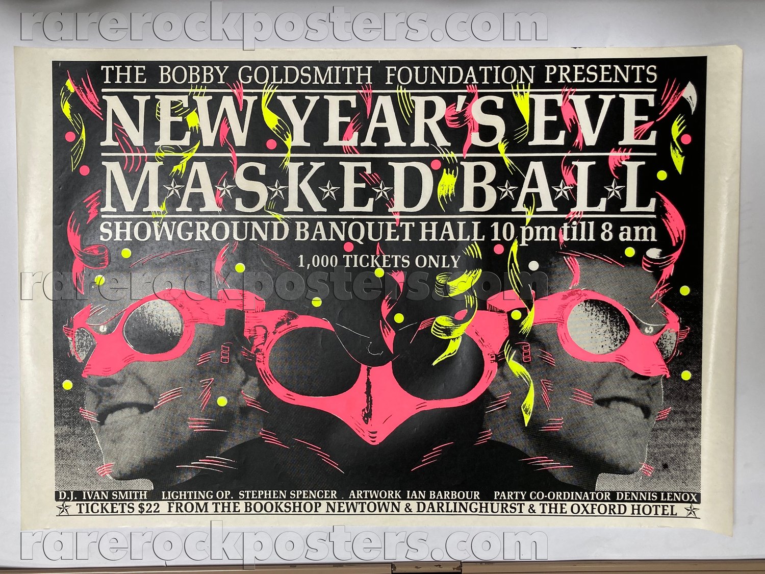 NEW YEAR'S EVE MASKED BALL ~ ORIGINAL c.1983 AUSTRALIAN DANCE PARTY POSTER