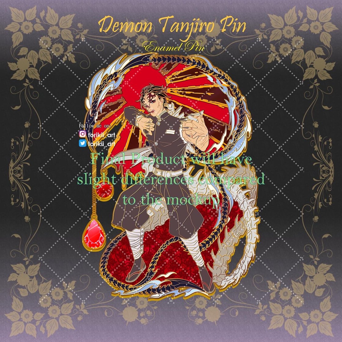 Image of Demon Tanjiro Enamel Pin [IN HANDS] 