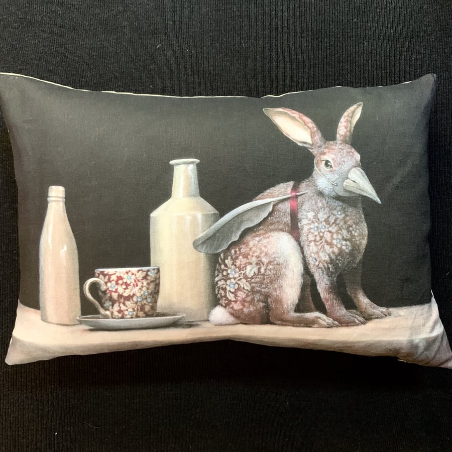 Image of Linen Claret Rabbit Cushion