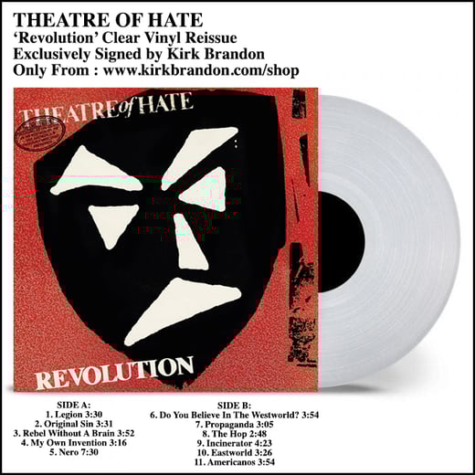 Theatre of Hate - REVOLUTION on Clear Vinyl - Signed by Kirk Brandon