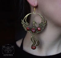 Image 3 of Phoenix Earrings - Rebirth Collection (Red Agate) - 3D printed *no metal!