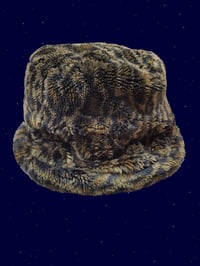 Fuzzy leopard print bucket hat