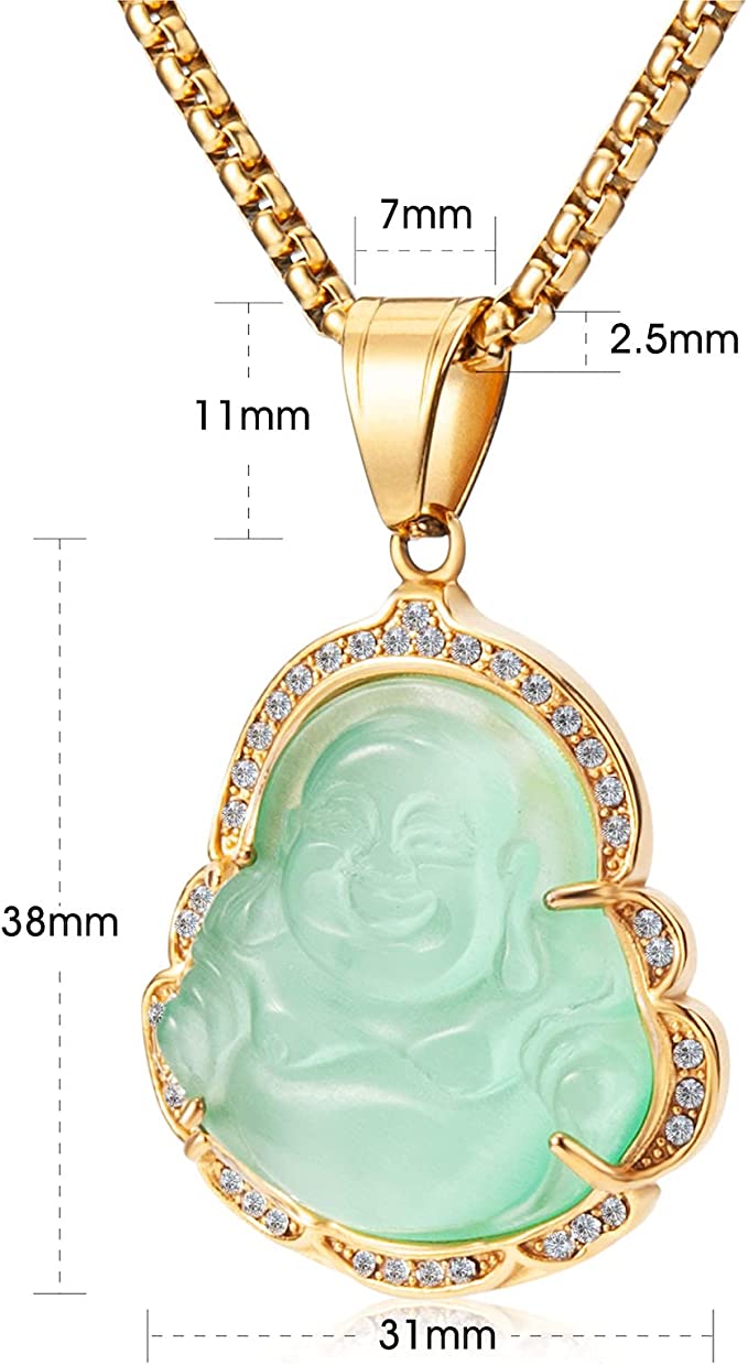 14k Gold Jadeite Buddha Pendant Necklace | Real Jade Buddha Jewelry –  Baikalla