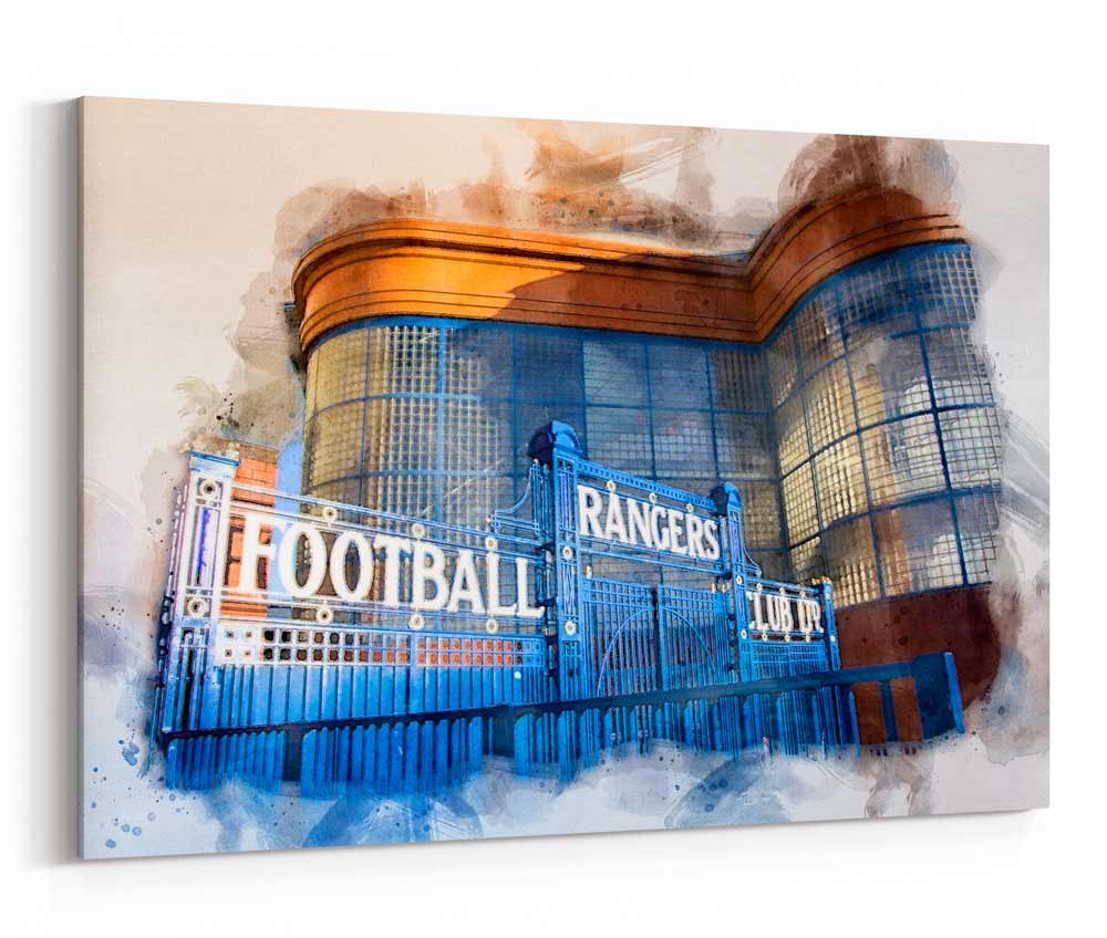 Image of Ibrox - The Famous Blue Gates - Watercolour