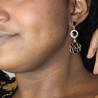 Image 1 of Dangling Mismatched Rose Earrings