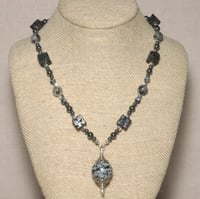 Image 1 of Snowflake Jasper & Sterling Silver Beaded Necklace and Earrings Set