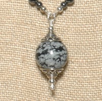 Image 2 of Snowflake Jasper & Sterling Silver Beaded Necklace and Earrings Set