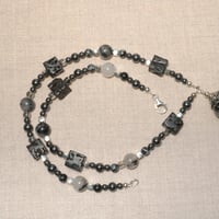 Image 3 of Snowflake Jasper & Sterling Silver Beaded Necklace and Earrings Set