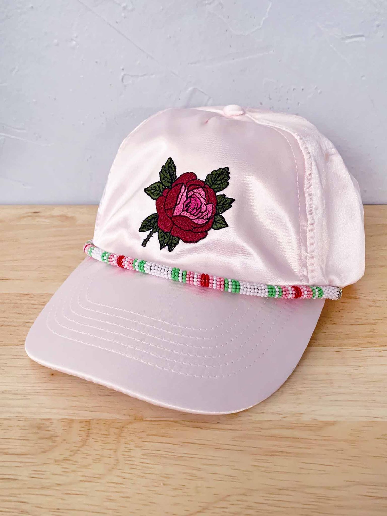 Image of Rose Hat + Nish™ Beaded Rope - Silky Satin Pink