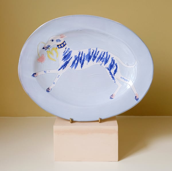 Image of Whippet with Tulip Platter I