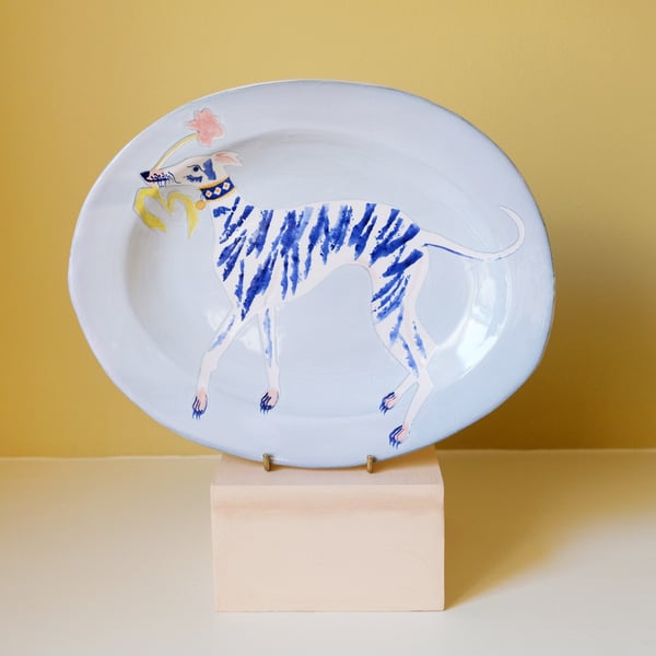 Image of Whippet with Tulip Platter.