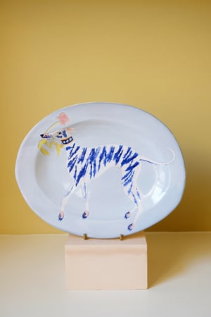 Image of Whippet with Tulip Platter.