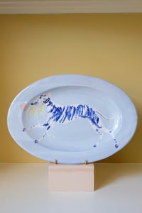 Image 3 of Whippet with Tulip - Large Oval Platter