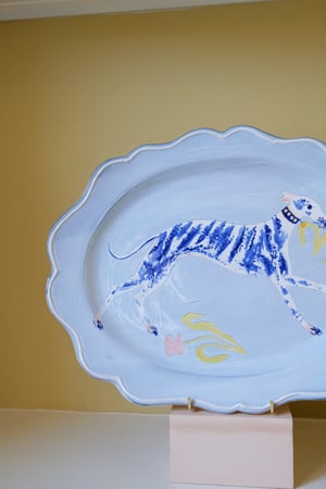 Image of Whippet with Tulip - Large Platter