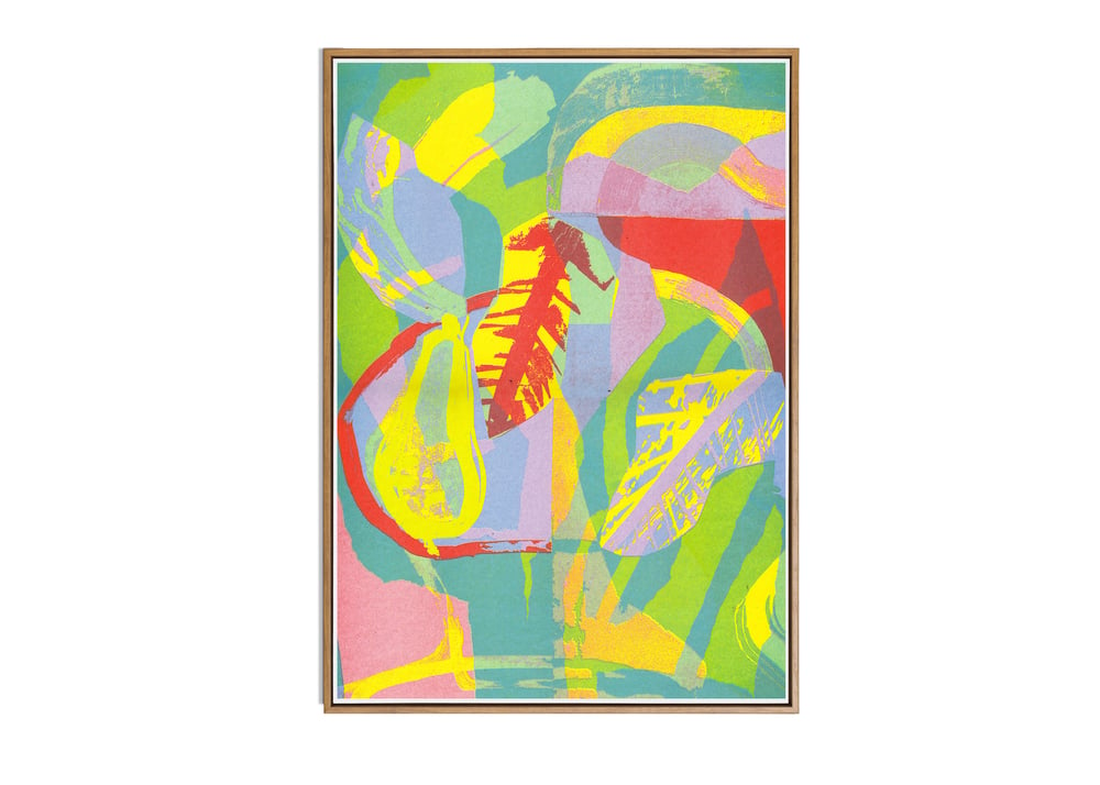 Image of 'Pear, Bowl, Leaf' A3 Riso Print 